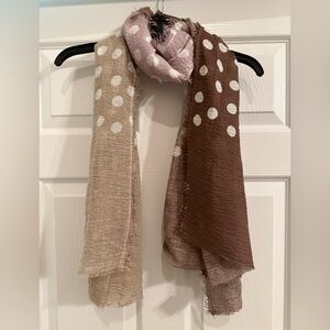 New Beautiful purple-brown and  taupe polkadot scarf. Great gift !